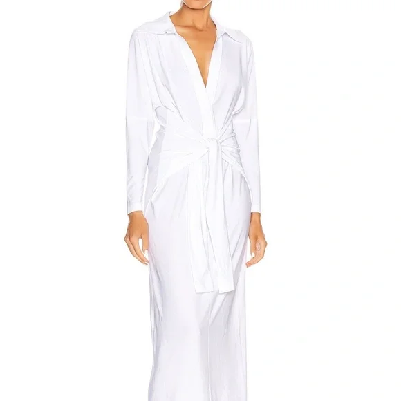 NORMA KAMALI White Tie Front NK Shirt Dress in size M/38 - Picture 1 of 8